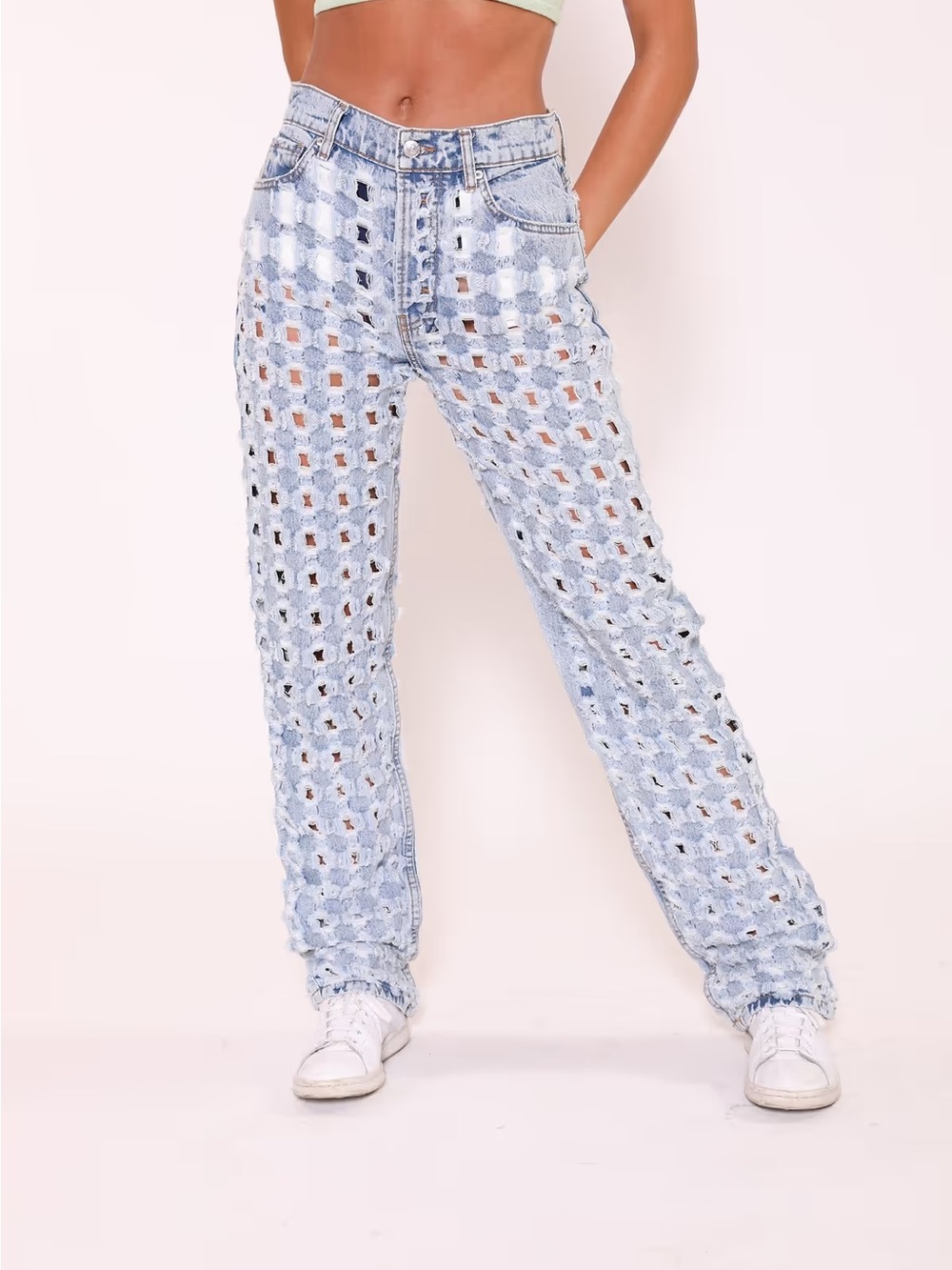REVICE Light Wash Cutout High-Rise Jeans